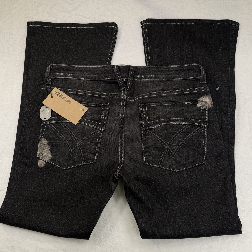 William Rast Belle Flared Jeans Size 30 Dark Wash Flap Pocket Bootcut Low Rise